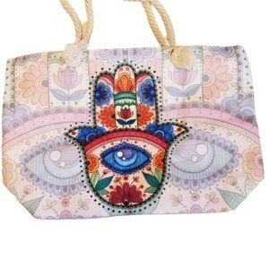 Evil Eye Canvas Beach Bag Tote